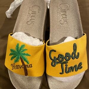 Brand new canvas slide on sandals